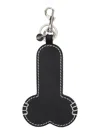 Jw Anderson Black Keychain With Embossed Logo In Leather Man In Black