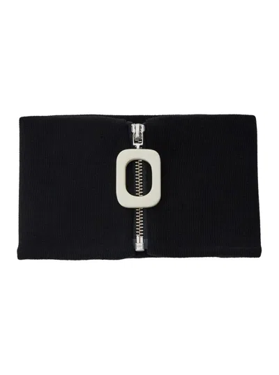 Jw Anderson Black Knit Neckband With Zip Closure On The Front In Wool Man