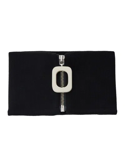 Jw Anderson Black Knit Neckband With Zip Closure On The Front In Wool Man