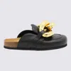 Jw Anderson Black Leather Chain Loafer Mules In Black