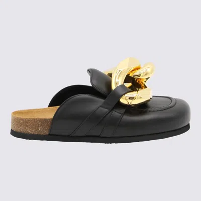 Jw Anderson Black Leather Chain Loafer Mules