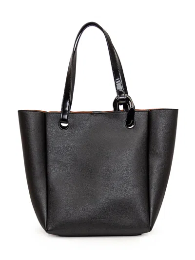 JW ANDERSON BLACK LEATHER JWA CORNER SHOPPING BAG