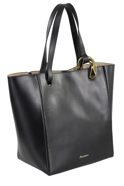 Jw Anderson Black Leather Jwa Corner Shopping Bag