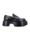 Jw Anderson Black Leather Platform Loafers In Black