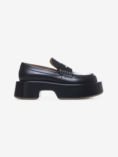 JW ANDERSON BLACK LEATHER PLATFORM LOAFERS