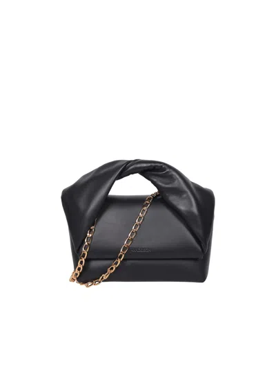 Jw Anderson Medium Twister Leather Tote Bag In Black
