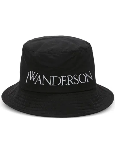JW ANDERSON WOMEN BLACK LOGO BUCKET HAT, S/M LUXURY HATS FOR WOMEN DARVEYS