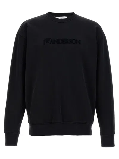 JW ANDERSON BLACK LOGO EMBROIDERY SWEATSHIRT