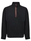 Jw Anderson Black Sweatshirt With Front Zip And Embroidered Logo On The Sleeve In Cotton Man In Black