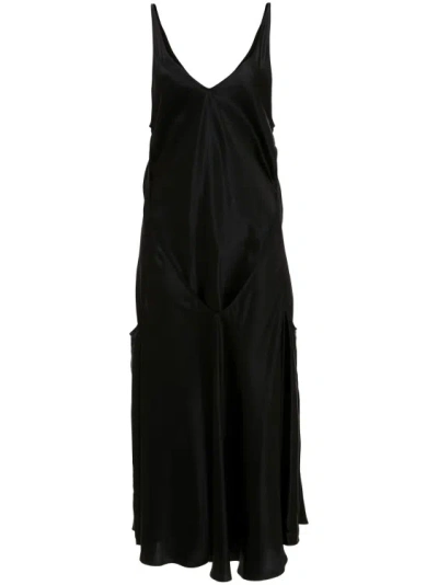 Jw Anderson Sleeveless Silk Midi Dress In Black