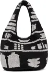 Jw Anderson Black Mini Beaded Shopper Tote In Black