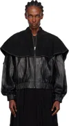Jw Anderson Oversized-collar Leather Bomber Jacket In Black