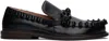 Jw Anderson Black Ruffle Leather Slip-on Loafers In 999