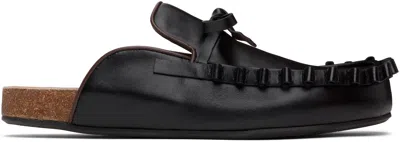 Jw Anderson Black Ruffle Slip-on Loafers In 999 Black