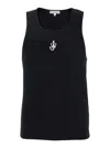 Jw Anderson Black Sleeveless Top With Logo Embroidery On The Front