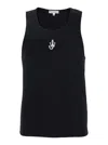 Jw Anderson Black Sleeveless Top With Logo Embroidery On The Front In Cotton Man In Black