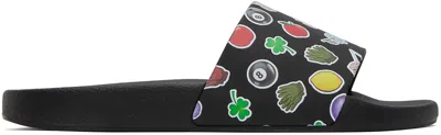Jw Anderson Black Sticker Slides In 999 Black