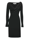Jw Anderson Elegant Shoulder Drape V-neck Dress In Black