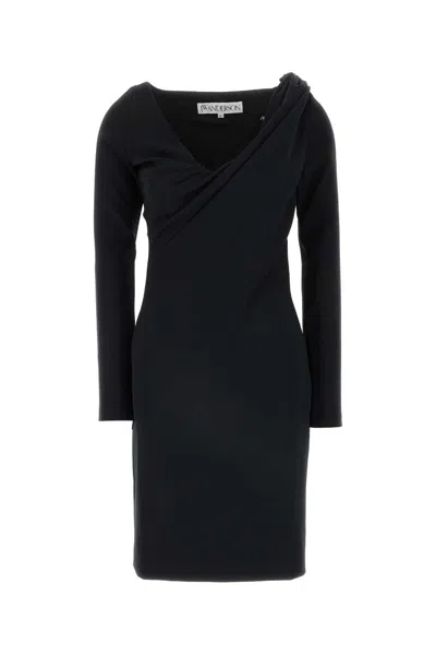 Jw Anderson J. W. Anderson Black Long Sleeves Dress In Nero Neri E Grigi