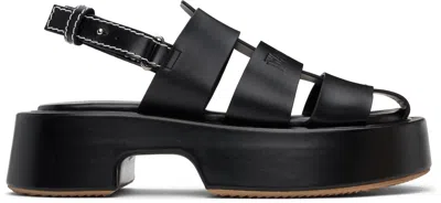 Jw Anderson Black Stripe Platform Sandals In 999