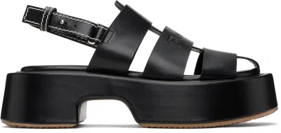JW ANDERSON BLACK STRIPE PLATFORM SANDALS