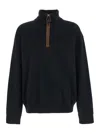 Jw Anderson Black Sweatshirt With Front Zip And Embroidered Logo On The Sleeve In Cotton Man In Black