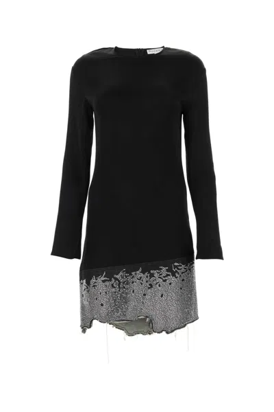 Jw Anderson Black Triacetate Blend Dress In Animal Print