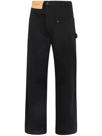 Jw Anderson J. W. Anderson Wide Leg Denim Jeans With Off-centre Fastening In Black