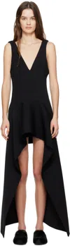 Jw Anderson J. W. Anderson V Neck Draped Hem Mini Dress In Black