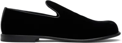 Jw Anderson Black Velvet Loafers In 20080-001-black