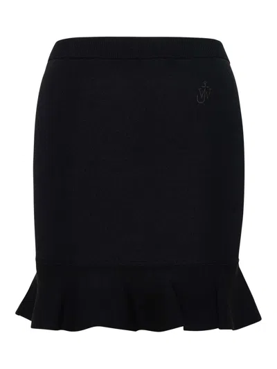 Jw Anderson Black Viscose Blend Skirt