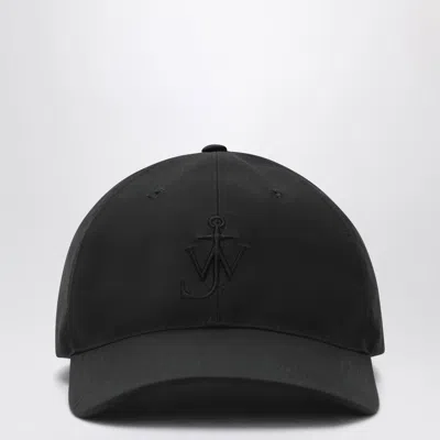 Jw Anderson Black Waxed Cotton Baseball Cap
