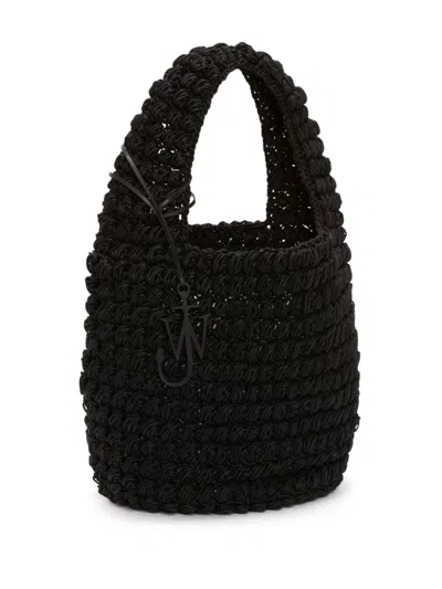Jw Anderson Black Woven Leather Bucket Handbag For Women