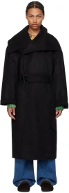 Jw Anderson Wrap Coat In 999 Black