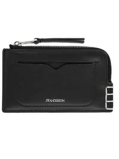 Jw Anderson Black Zip-around Leather Wallet