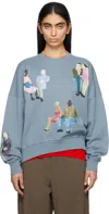 Jw Anderson Mens Steel Blue Relaxed-fit Graphic-print Cotton-jersey Sweatshirt In 768 Steel Blue