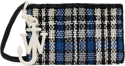 Jw Anderson Blue & Black Checked Market Bag In 843 Blue/black