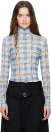 Jw Anderson J. W. Anderson Fitted Turtleneck With All-over Logo Print In 800 Blue