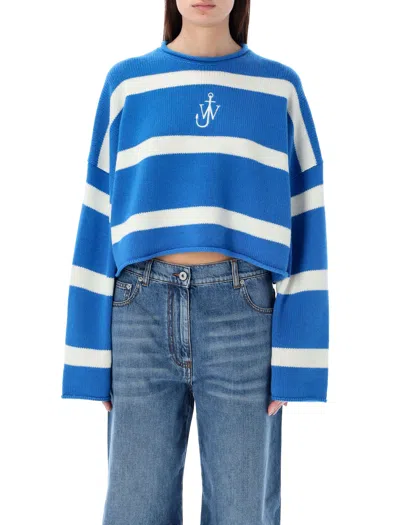 JW ANDERSON BLUE AND WHITE STRIPED WOOL BLEND JUMPER FOR WOMEN