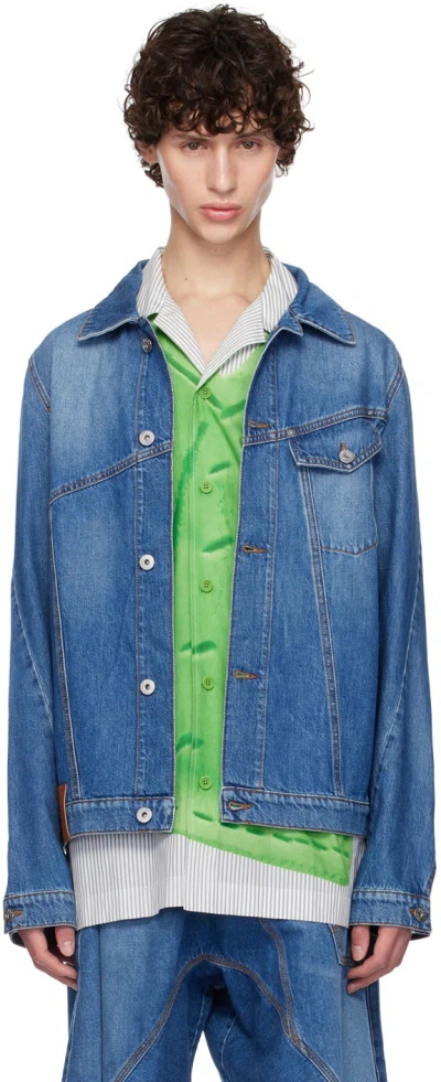 Jw Anderson Blue Asymmetrical Denim Jacket In 804 Light Blue