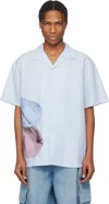 Jw Anderson Balloon Embroidery Short Sleeve Shirt Light Blue In 804