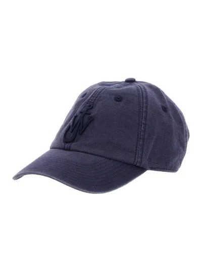 Jw Anderson Blue Baseball Cap With Logo Embroidered On The Front In Cotton Man
