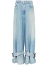 Jw Anderson Wide Jeans With Adjustable Ankle Height Belts In Blue