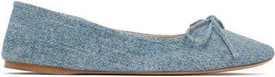 JW ANDERSON BLUE CALF SUEDE PRINT BALLERINA FLATS