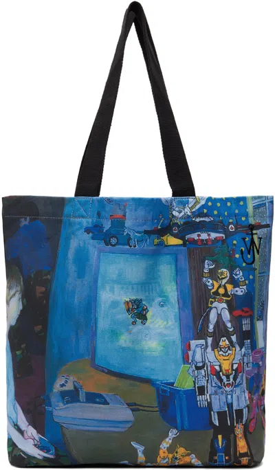 Jw Anderson Blue Canvas Shopper Tote In 800 Blue