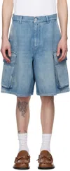 Jw Anderson Light Blue Bermuda Shorts With Cargo Pockets And Logo Patch On The Back In Denim Man In 804