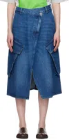 Jw Anderson Blue Cargo Pocket Denim Midi Skirt In 800 Blue