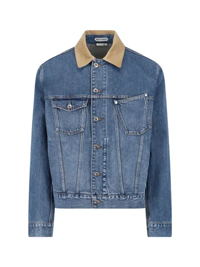 Jw Anderson Blue Contrast Corduroy Collar Denim Jacket