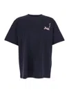 Jw Anderson Blue Crewneck T-shirt With Logo Detail On The Front And Maxi Slogan Print On The Rear In Blue