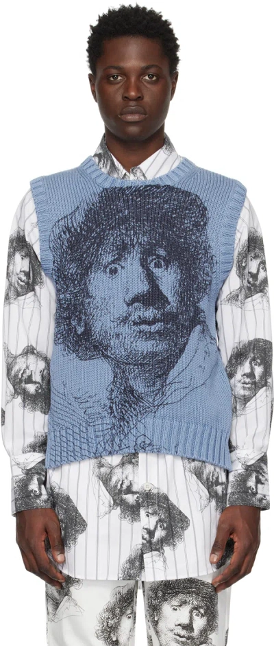 Jw Anderson Rembrandt Crewneck Vest In Blue